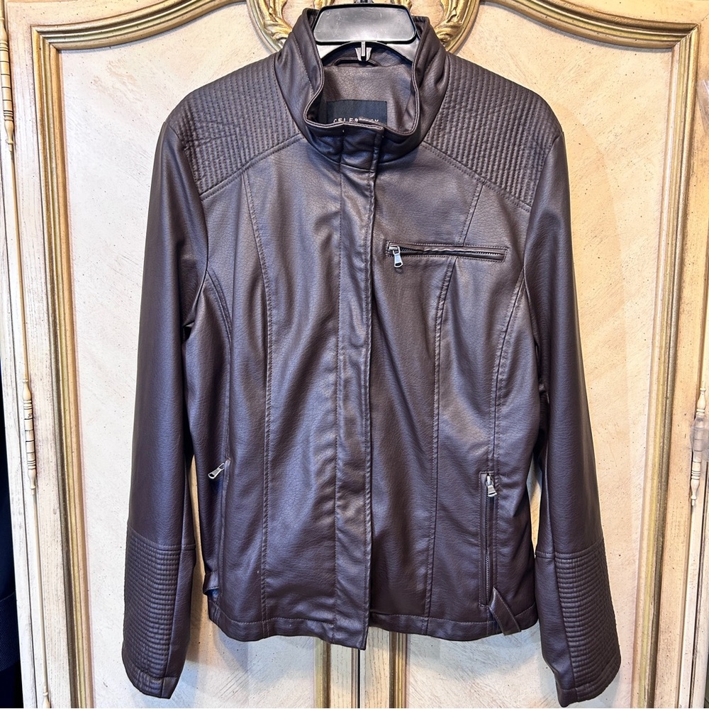 Celebrity Pink Brown “Bark” Faux Leather Jacket NEW NWT